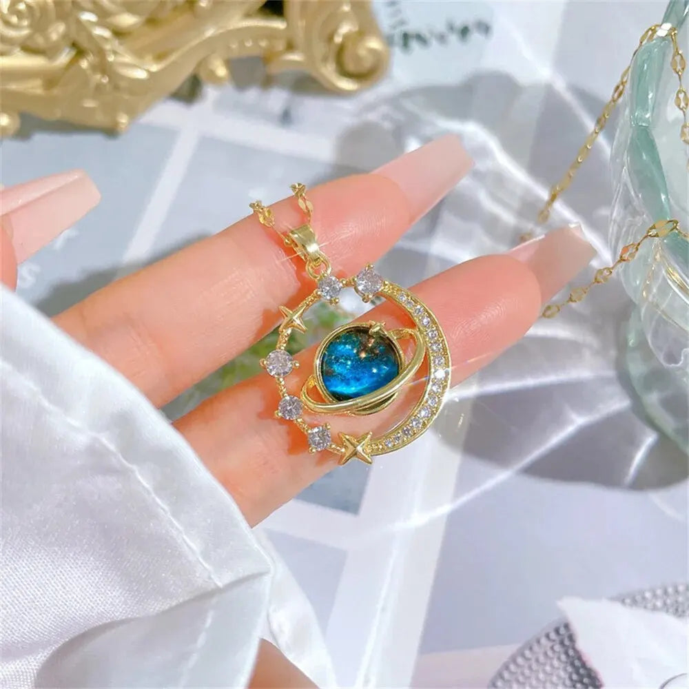 Exquisite Starry Sky Planet Necklace