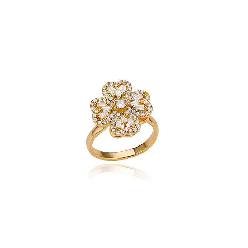 Four Heart Leaf Clover Ring