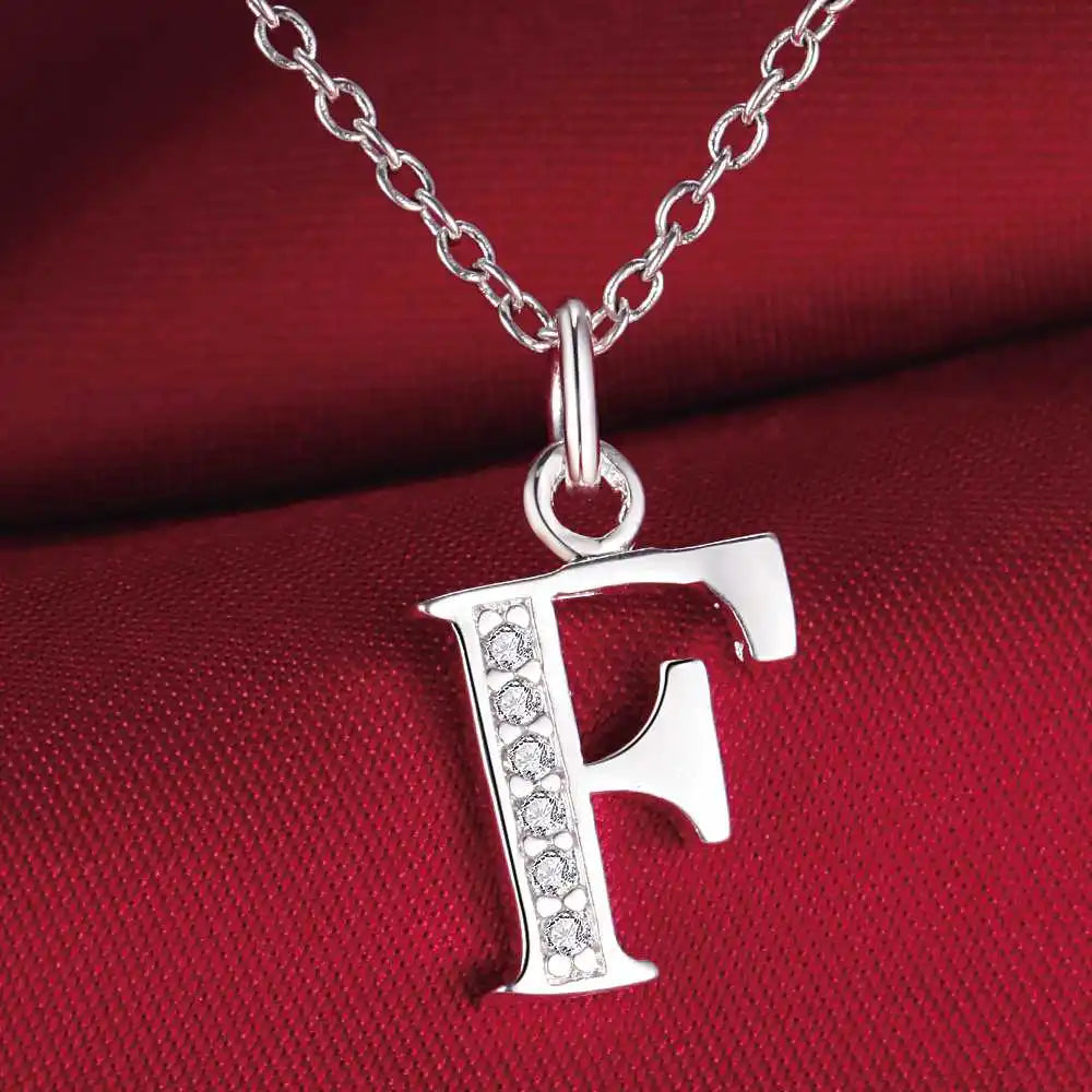 26 Letters Sterling Silver Pendant Necklace