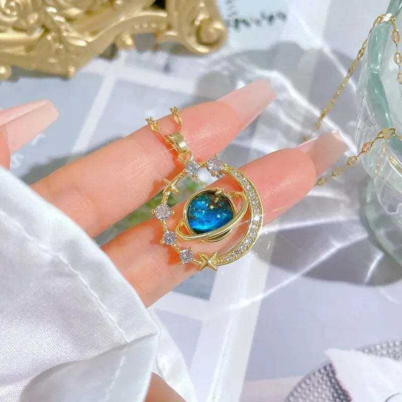 Exquisite Starry Sky Planet Necklace