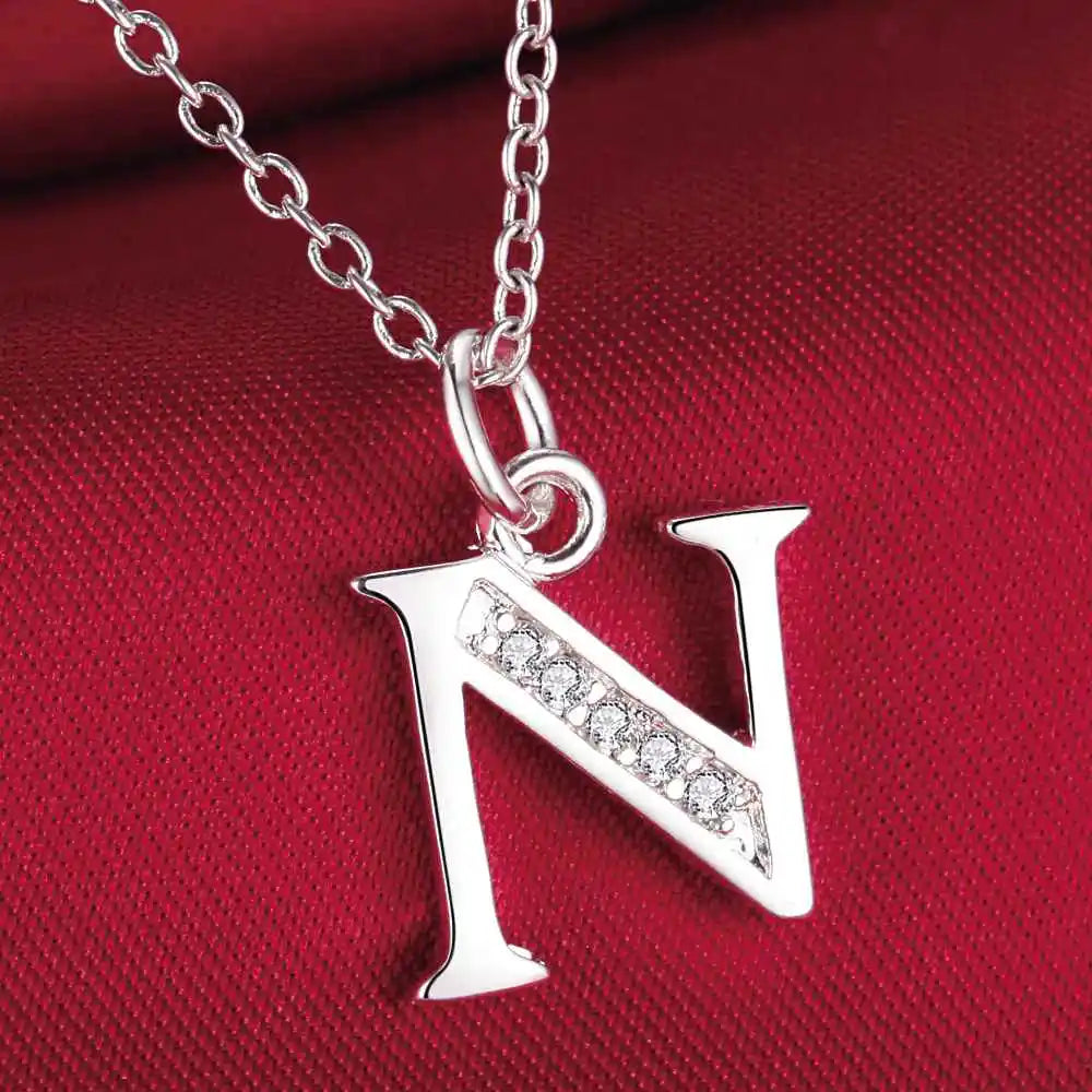 26 Letters Sterling Silver Pendant Necklace