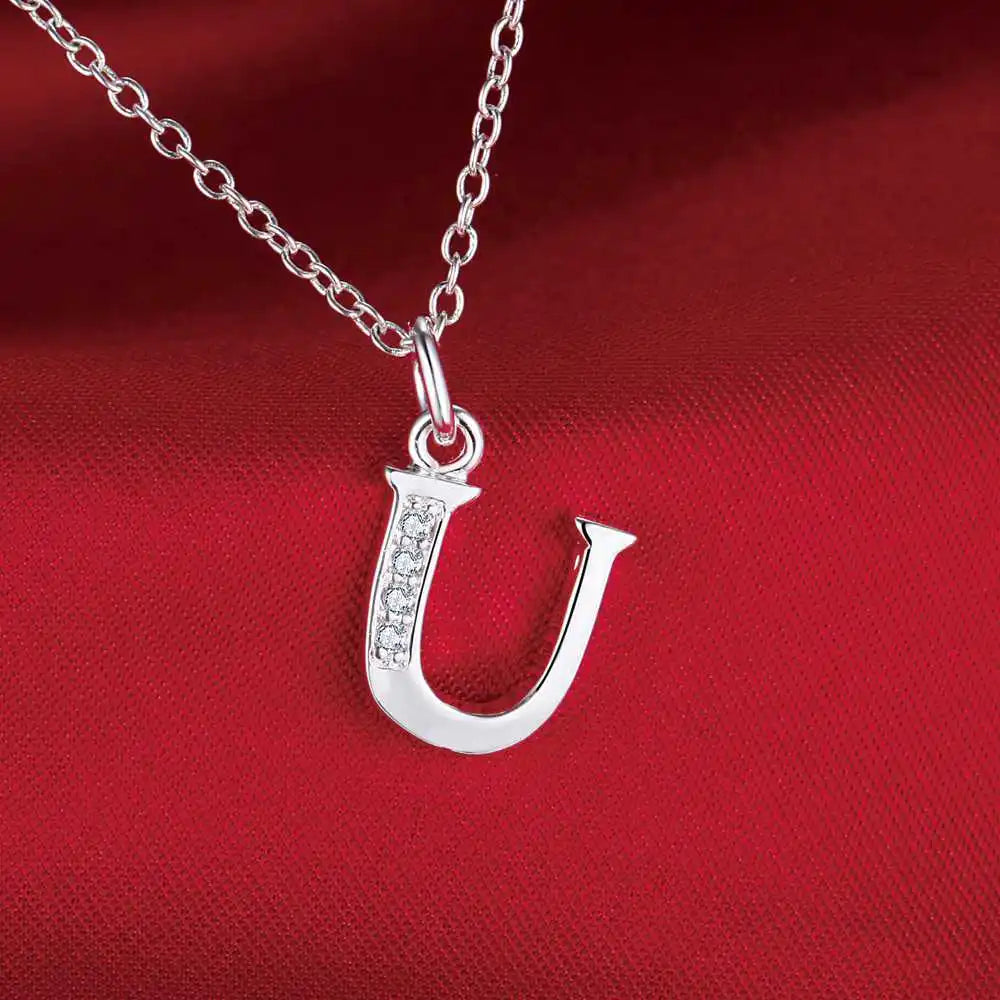 26 Letters Sterling Silver Pendant Necklace