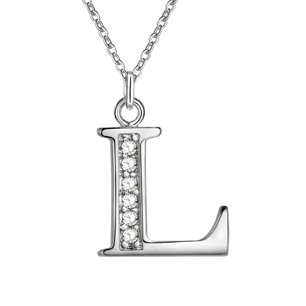 26 Letters Sterling Silver Pendant Necklace