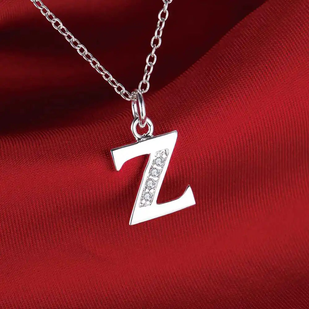 26 Letters Sterling Silver Pendant Necklace