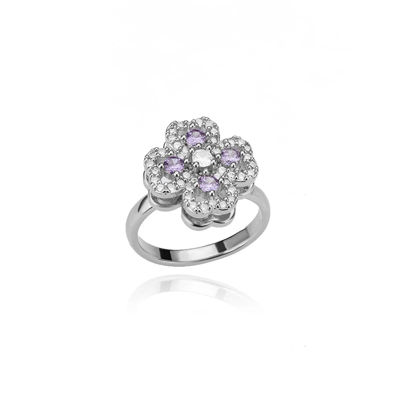Four Heart Leaf Clover Ring