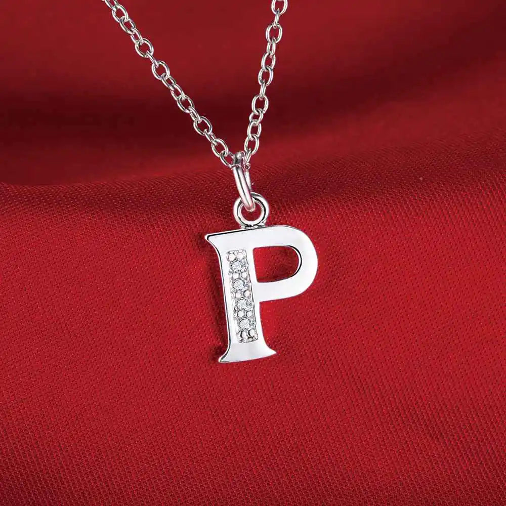26 Letters Sterling Silver Pendant Necklace