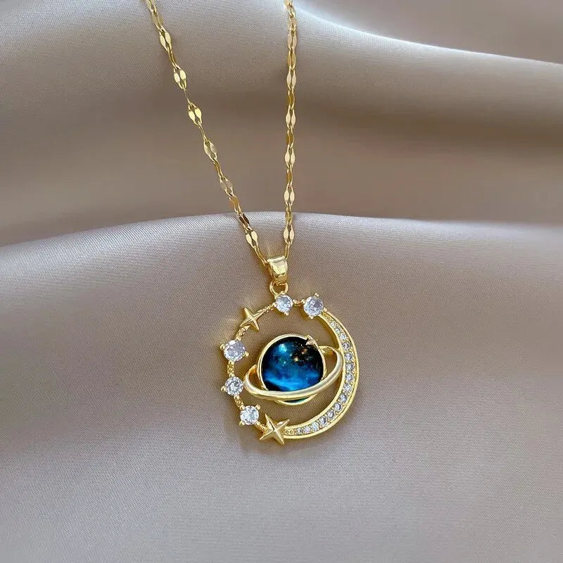 Exquisite Starry Sky Planet Necklace