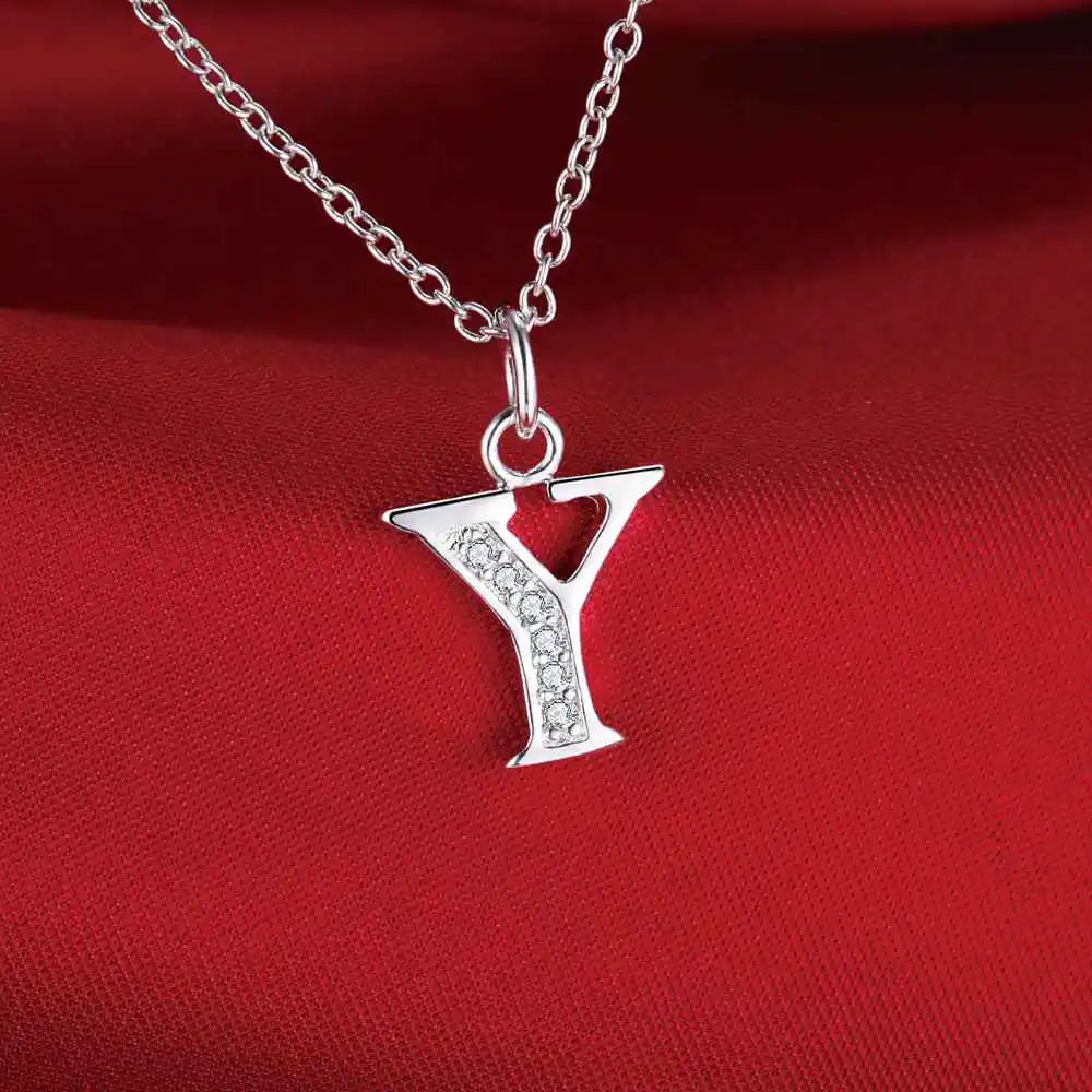 26 Letters Sterling Silver Pendant Necklace