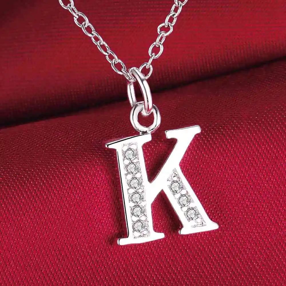 26 Letters Sterling Silver Pendant Necklace