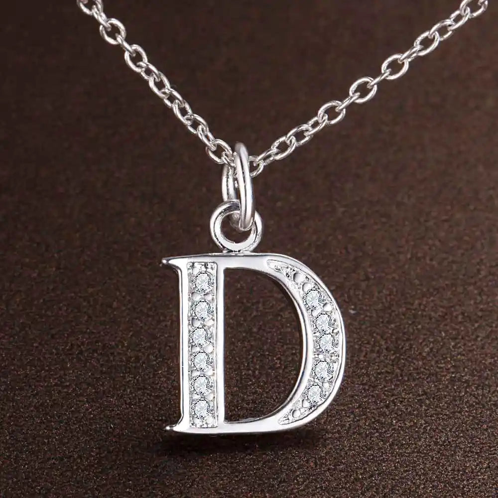26 Letters Sterling Silver Pendant Necklace