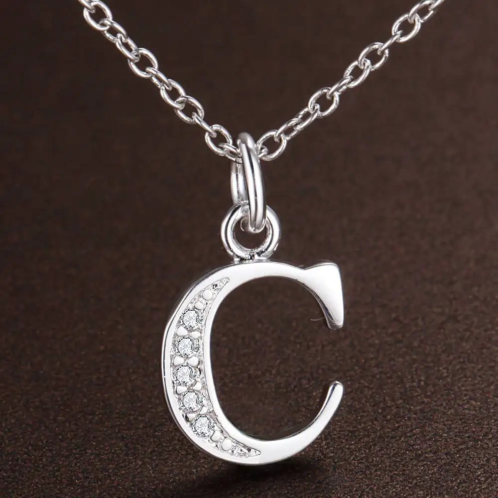 26 Letters Sterling Silver Pendant Necklace