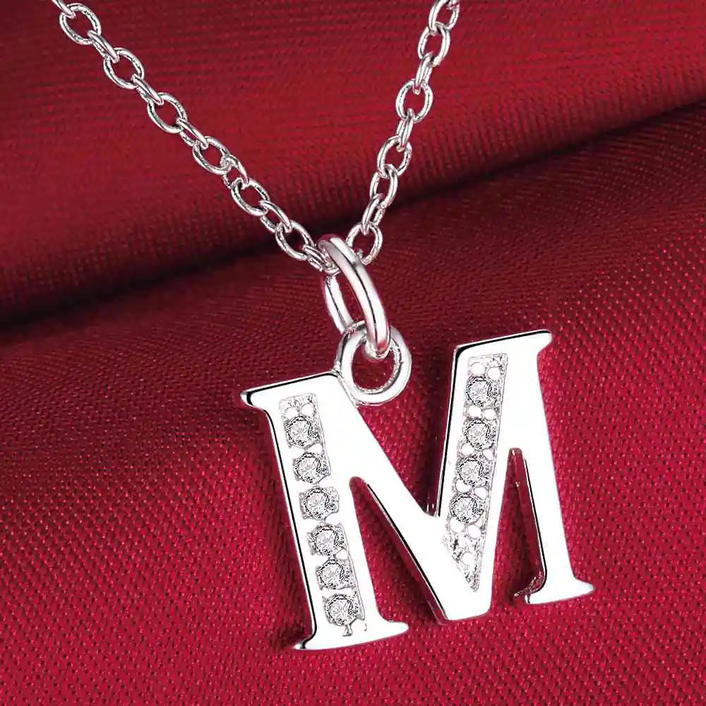 26 Letters Sterling Silver Pendant Necklace