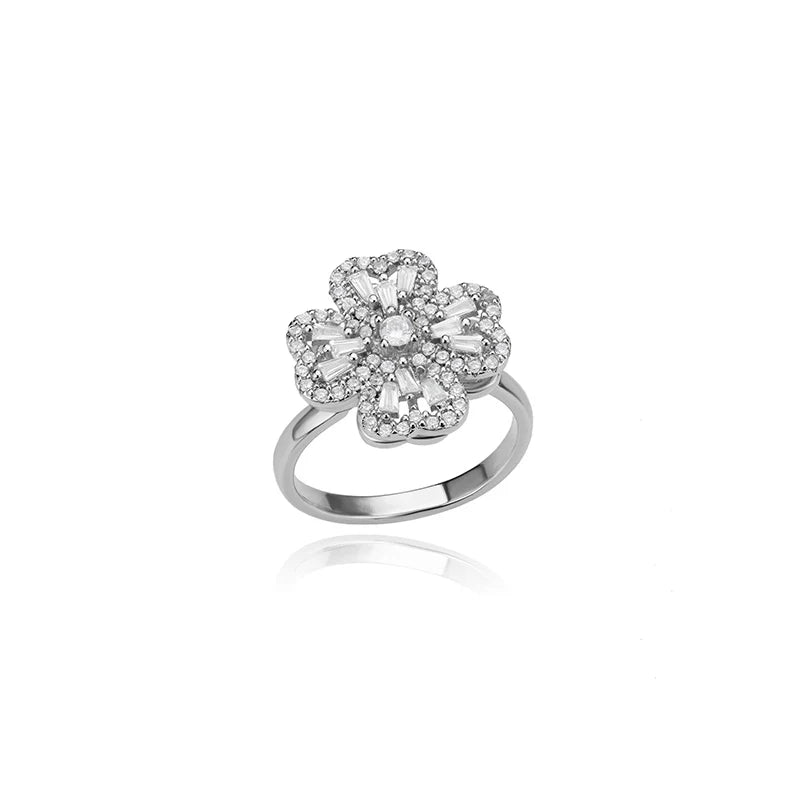 Four Heart Leaf Clover Ring