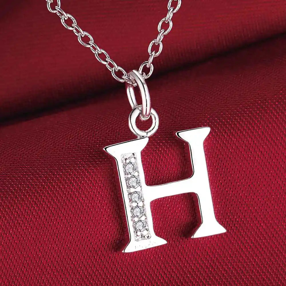 26 Letters Sterling Silver Pendant Necklace