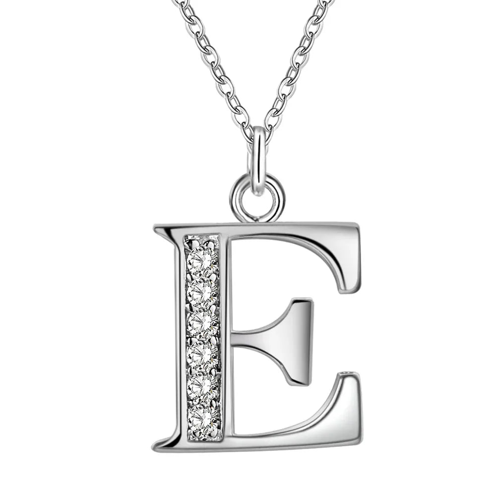 26 Letters Sterling Silver Pendant Necklace