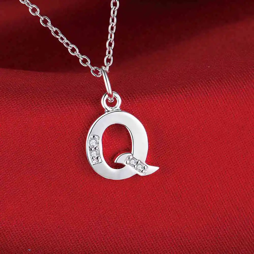 26 Letters Sterling Silver Pendant Necklace