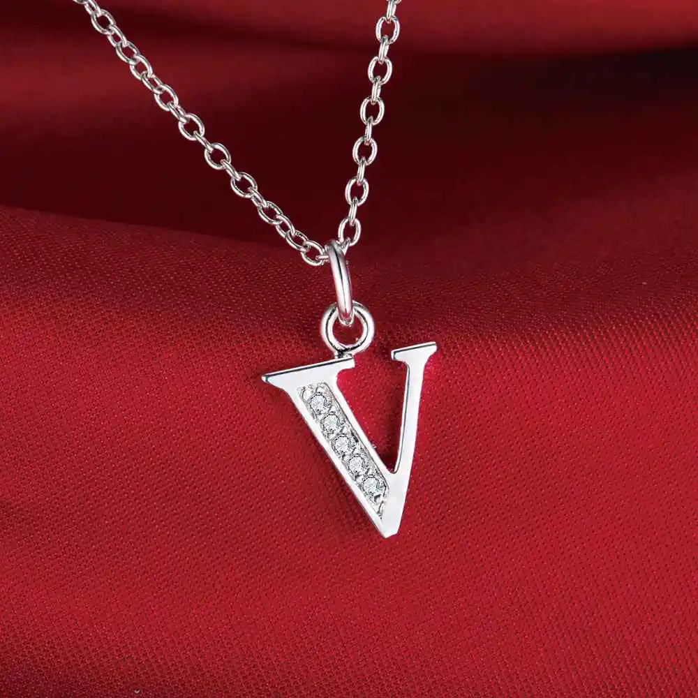 26 Letters Sterling Silver Pendant Necklace