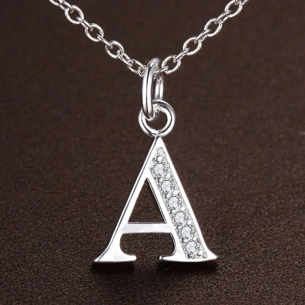26 Letters Sterling Silver Pendant Necklace