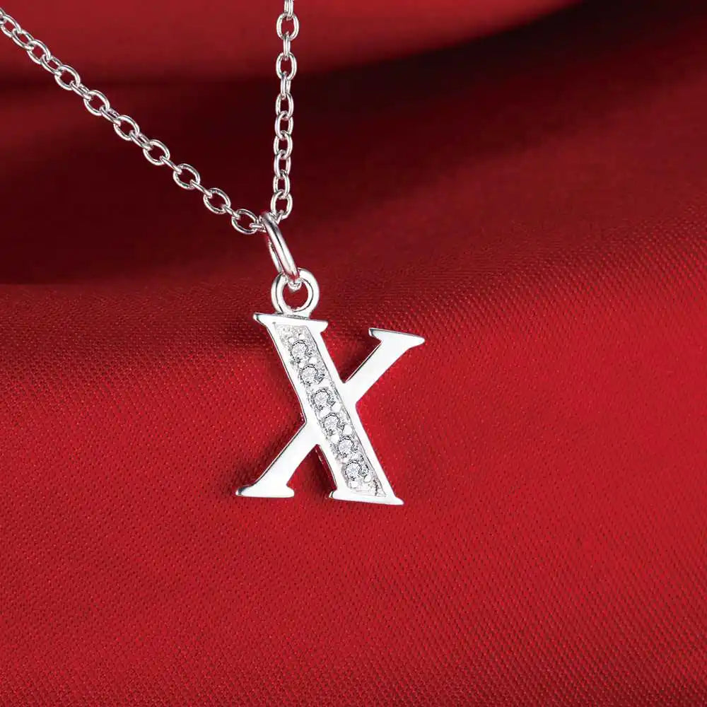 26 Letters Sterling Silver Pendant Necklace
