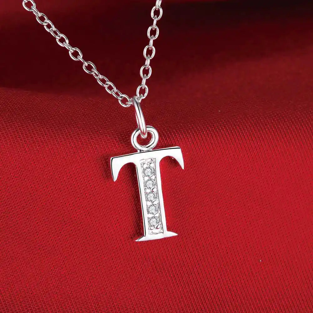 26 Letters Sterling Silver Pendant Necklace