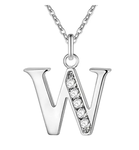 26 Letters Sterling Silver Pendant Necklace