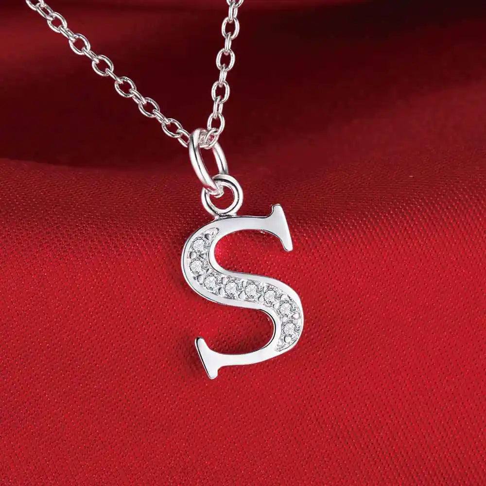 26 Letters Sterling Silver Pendant Necklace