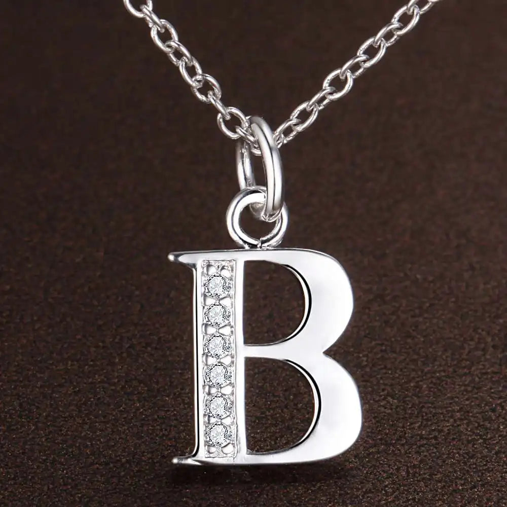 26 Letters Sterling Silver Pendant Necklace